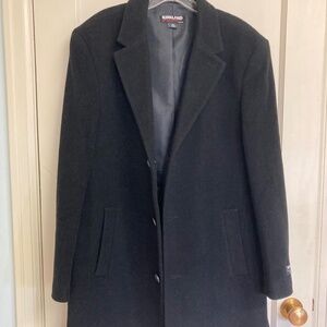 Men’s Wool Cashmere Blend Overcoat Black, Fully Lined 42 Reg